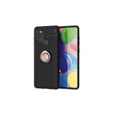 Zipax Samsung Galaxy A21S İle Uyumlu Kılıf Ravel Yüzüklü Standlı Silikon Kapak Siyahrosegold