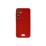 Zipax Samsung Galaxy A25 İle Uyumlu 5G Kılıf Kartlıklı Renkli Silikon Azn Kelvn Kırmızı