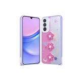 Zipax Samsung Galaxy A35 İle Uyumlu 5G Kılıf Parlayan Simli Kabartma Figürlü Zr Cevze Koyu Pembe