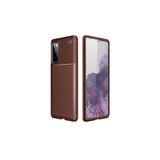 Zipax Samsung Galaxy S20 İle Uyumlu Fe Kılıf Karbon Görünümlü Silikon Zr Ngro Kahverengi