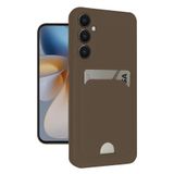 Zipax Samsung Galaxy S24 İle Uyumlu Fe Kılıf Kartlıklı Soft Silikon Azn Kelvin Kahverengi