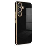Zipax Samsung Galaxy S25 FE ile Uyumlu Parlak Silikon Kılıf, Gold Detaylı, Siyah