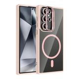 Zipax Samsung Galaxy S25 Ultra Uyumlu Kılıf, MagSafe Şarj Özellikli, Lensli, Standlı, Pembe