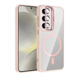 Zipax Samsung Galaxy S25 Uyumlu Kılıf, MagSafe Şarj Özellikli, Lensli Stand, Pembe