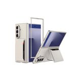 Zipax Samsung Galaxy Z Fold İle Uyumlu 7 Kılıf Suni Deri Yüzey Kartlıklı Zr Kptakrt Gri