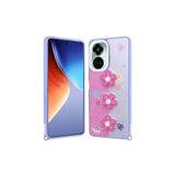 Zipax Tecno Camon 19 Pro İle Uyumlu Kılıf Parlayan Simli Kabartma Figürlü Zr Cevze Koyu Pembe