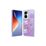 Zipax Tecno Camon 19 Pro İle Uyumlu Kılıf Parlayan Simli Kabartma Figürlü Zr Cevze Lila