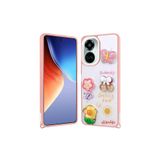 Zipax Tecno Camon 19 Pro İle Uyumlu Kılıf Parlayan Simli Kabartma Figürlü Zr Cevze Pembe