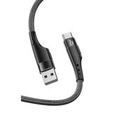 Zipax USB to Type-C 3 Metre Şarj ve Data Kablosu, 2A Hızlı Şarj, iPad Pro Air 4 11 12.9 13 Mini 6 7 Air 4 5 ile Uyumlu, Siyah