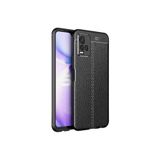 Zipax Vivo Y33S İle Uyumlu Y21S Y21 Kılıf Deri Görünümlü Silikon Azn Focus Siyah