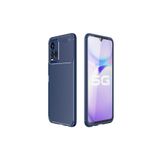 Zipax Vivo Y33S İle Uyumlu Y21S Y21 Kılıf Karbon Görünümlü Silikon Zr Ngro Lacivert
