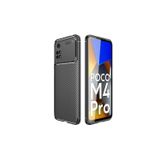 Zipax Xiaomi Poco M4 Pro 4G Kılıf Karbon Görünümlü Silikon -Zr-Negro + Ekran Koruyucu A++