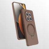 Zipax Xiaomi Redmi Note 15 Pro 4G ile Uyumlu M-safe Şarj Özellikli Standlı Kılıf, Kahverengi