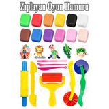 Zıplayan Oyun Hamuru 12 Renk Ve Merdane Kesici 5 Li Hava İle Kuruyan Modelleme Kili Yumuşak Köpük Kil Esnek Clay