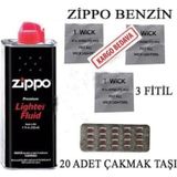 Zippo Benzin + 3 Adet Fitil + 20Li Alfa Çakmak Taşı Süper