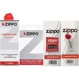 Zippo Benzinli Çakmak Seti 125 ml Pamuk Keçe Fitil ve Taş ile Uzun Süreli Kullanım İçin