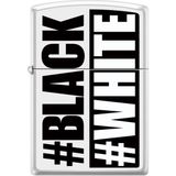 Zippo #Black/#White Çakmak Premium Tasarım ile Pirinç Alaşım Malzeme ve Benzinli Yakıt