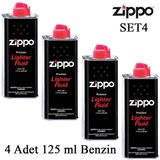 Zippo Çakmak ikmal Seti 4 Bidon Benzin Set4