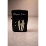 Zippo Çakmak, Siyah, Kişiye Özel Gravürlü, Çift Silüet Tasarımlı, Romantik Hediye