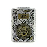 Zippo Deep Carve Snake Floral Dizayn Armor Case Özel Seri Çakmak
