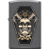 Zippo Horned Skull And Inverted Pentagram İn Coffin - Classic Gray Dizayn Çakmak
