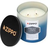 Zippo Kokulu Mum – Taze Çamaşır Kokusu – Çift Fitilli Cam Içinde Şık Mum – 368 G – 55 Saat Yanma Süresi – Koku Nötralize – Abd'de Üretilmiştir - Mavi - 1 Adet
