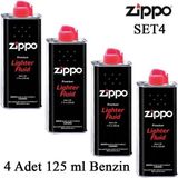 Zippo Premium Çakmak Benzini 4 Adet 125 ml Şık Tasarım ile Hediye Seçeneği Sunar - Siyah
