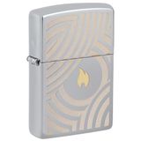 Zippo Rüzgar Çakmağı - Alev Ve Circles Design 2 - Doldurulabilir - Hediye Kutusu - Metal - Abd'de Üretilmiştir