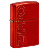 Zippo Rüzgar çakmağı – Dikey logo, metalik kırmızı, lazer gravür – Doldurulabilir – Tekrar kullanılabilir – Rüzgara dayanıklı tasarım – Hediye kutusu – ABD'de üretilmiştir