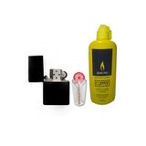 Zippo Siyah Çakmak Clipper Benzin 5'li Taşı Set