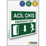 ZiPrinter Acil Çıkış Emergency Exıt Isg Uyarı Levhası Dekota 15X21 cm - 15 x 21 cm - Dekota Forex
