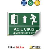 ZiPrinter Acil Çıkış Isg Uyarı Levhası Etiket 15X21 cm - 15 x 21 cm - Etiket Sticker