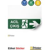 ZiPrinter Acil Çıkış Isg Uyarı Levhası Etiket 50X70 cm - 50 x 70 cm - Etiket Sticker