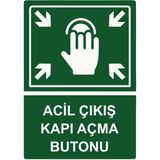 ZiPrinter Acil Çıkış Kapı Açma Butonu Isg Uyarı Levhası Pvc A3 30X42 cm - 30 x 42 cm