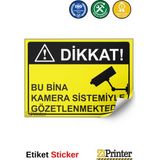 ZiPrinter Dikkat! Bu Bina Kamera Sistemiyle Gözetlenmektedir Isg Uyarı Levhası Etiket 15X21 cm - 15 x 21 cm - Etiket Sticker