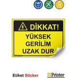 ZiPrinter Dikkat! Yüksek Gerilim Uzak Dur Isg Uyarı Levhası Etiket 70X100 cm - 70 x 100 cm - Etiket Sticker