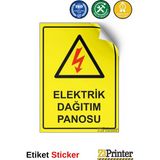 ZiPrinter Elektrik Dağıtım Panosu Isg Uyarı Levhası Etiket 35X50 cm - 35 x 50 cm - Etiket Sticker