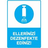 ZiPrinter Ellerinizi Dezenfekte Ediniz! Isg Uyarı Levhası Pvc A4 21X30 cm - 21 x 30 cm