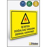 ZiPrinter Işi Biten Doğalgaz Vanasını Derhal Kapatınız! Isg Uyarı Levhası Dekota 70X100 cm - 70 x 100 cm - Dekota Forex