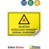 ZiPrinter Işi Biten Doğalgaz Vanasını Derhal Kapatınız! Isg Uyarı Levhası Etiket 70X100 cm - 70 x 100 cm - Etiket Sticker