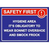 ZiPrinter Safety Fırst! Hygıene Area It’s Oblıgatory To Wear Bonnet Isg Uyarı Levhası Pvc A3 30X42 cm - 30 x 42 cm