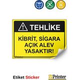 ZiPrinter Tehlike Kibrit, Sigara Açık Alev Yasaktır! Isg Uyarı Levhası Etiket 70X100 cm - 70 x 100 cm - Etiket Sticker