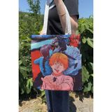 Zipzap Chainsaw Man V4 Yazlık Kışlık Çift Taraflı Kanvas Baskı Bez Çanta Anime Çantası