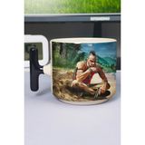 Zipzap Far Cry Baskılı Seramik Lüks Kupa (1 Adet) T Şeklinde Özel Siyah Kulp Dalga Kulp V3T - Renkli