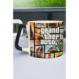 Zipzap Gta 5 Baskılı Seramik Lüks Kupa (1 Adet) Özel Siyah Kulp Dalga Kulp V2D - Renkli