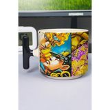 Zipzap Jojo No Kimyou Na Bouken Part Genel Anime Baskılı Seramik Lüks Kupa (1 Adet) T Şeklinde Özel Siyah Kulp Dalga Kulp V4T - Renkli