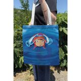 Zipzap Ponyo Miyazaki Ghibli V1 Yazlık Kışlık Çift Taraflı Kanvas Baskı Bez Çanta Anime Çantası