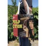 Zipzap Pulp Fiction Ucuz Roman V4 Çift Taraflı Yazlık Kışlık Kanvas Baskı Bez Çanta