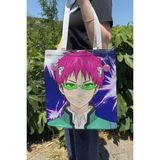 Zipzap Saiki Kusuo V5 Yazlık Kışlık Çift Taraflı Kanvas Baskı Bez Çanta Anime Çantası