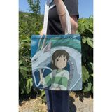 Zipzap Spirited Away V3 Yazlık Kışlık Çift Taraflı Kanvas Baskı Bez Çanta Anime Çantası